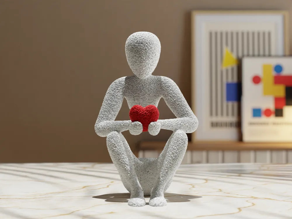 3D Printed Faceless Couple Sculpture – Love's Embrace Mid-Air | Modern Home Décor