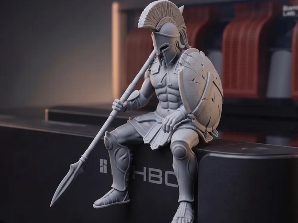 3D Printed Resting Spartan Warrior Figurine – Sitting Shelf Sitter | Collector Décor