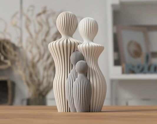 Family Statue with Two Children | Modern Decorative Sculpture