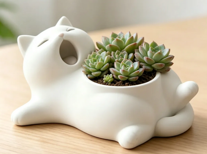 Cute Yawning Cat Succulent Planter Pot