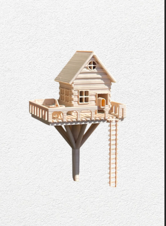 Mini Treehouse with Ladder for Flower Pot